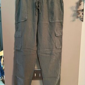 Women’s Green Cargo Pants - Linen